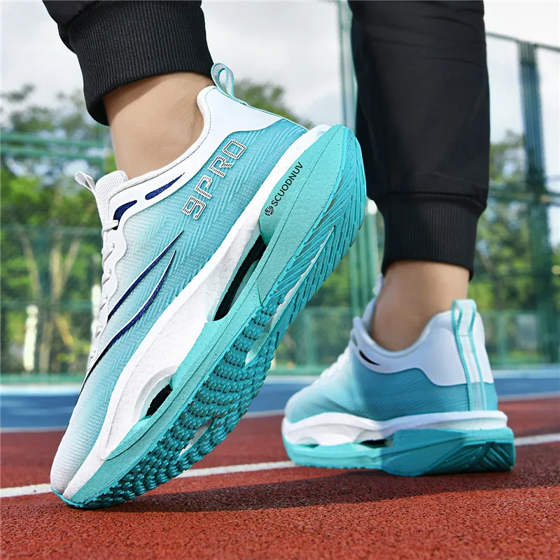 Herren-Freizeitsportschuhe, Paar-Modell 9Pro, Herren-Laufschuhe für Wettkämpfe, trendige Sportschuhe mit Farbverlauf und Mesh-Obermaterial, atmungsaktive, leichte und strapazierfähige Laufschuhe mit dicker Sohle und hoher Elastizität, die Stöße absorbieren, ideal für Outdoor-Fitness-Training. – Detail 18