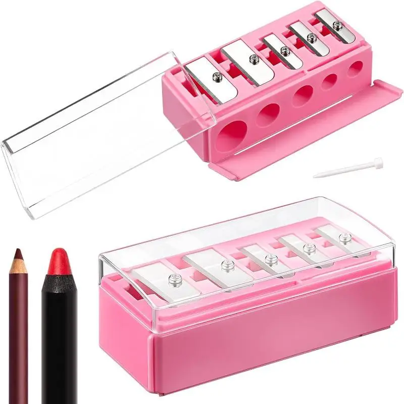 ~Hot Sale 5 Holes Sharpener Multi-functional Pencil Sharpener With Lid For Eyeliner Lipliner Pencils