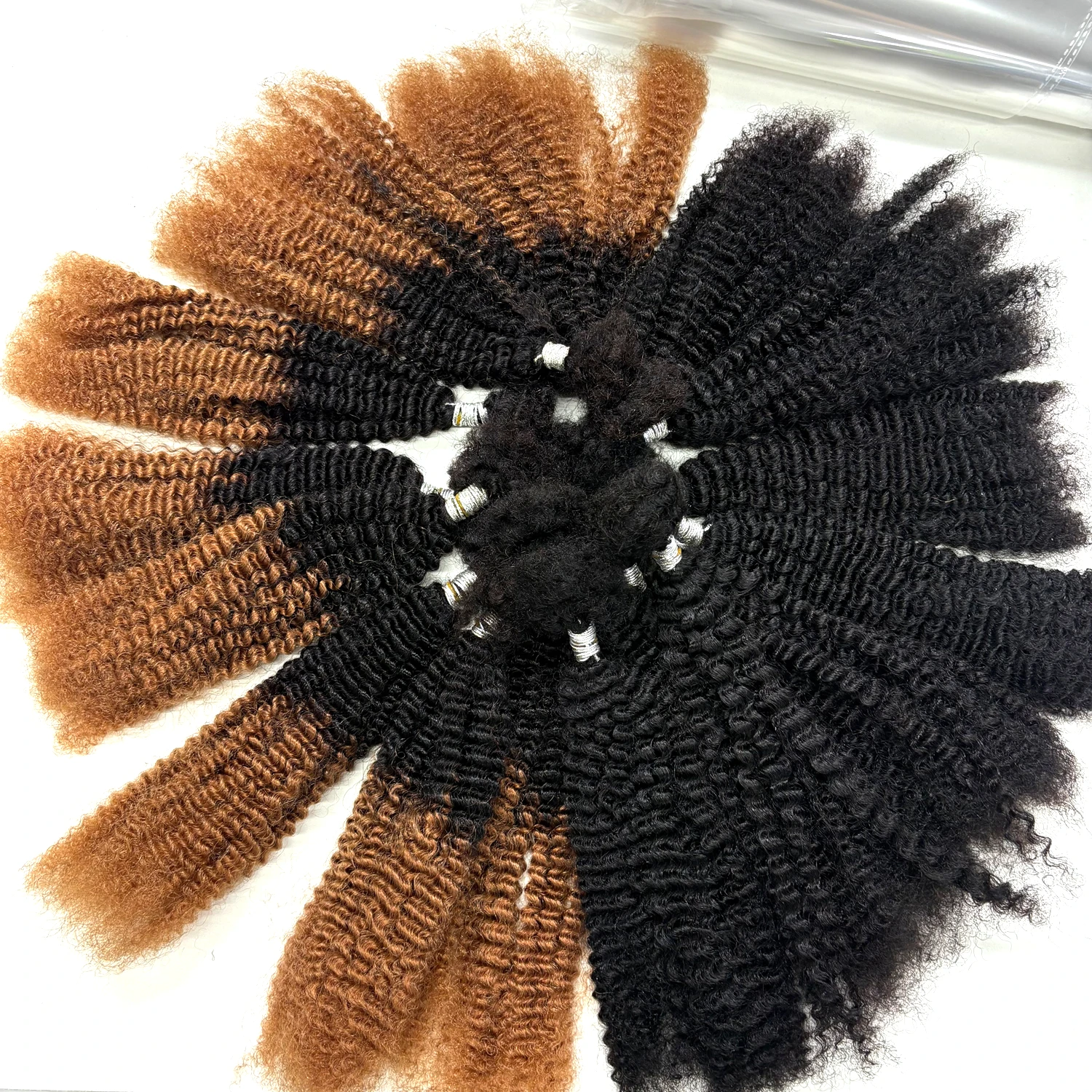 30g/Bundle Afro Kinky Curly Human Hair Bulk Extensions No Weft 16inch for Permanent Micro Locs/Twists/Braids/Repair Locs image 2