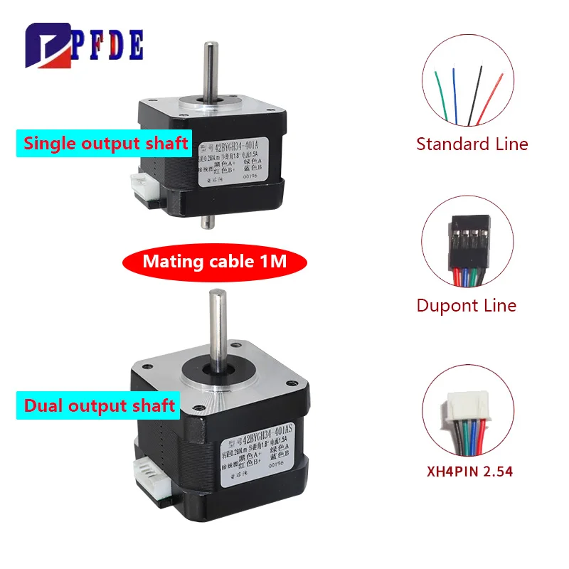 Nema17 Stepper Motor 42BYGH 3D Printer Parts 2-phase 4 Wire 0.24N 0.28N 0.4N 0.55N 0.7N Single/Dual Shaft CNC Engraving Milling