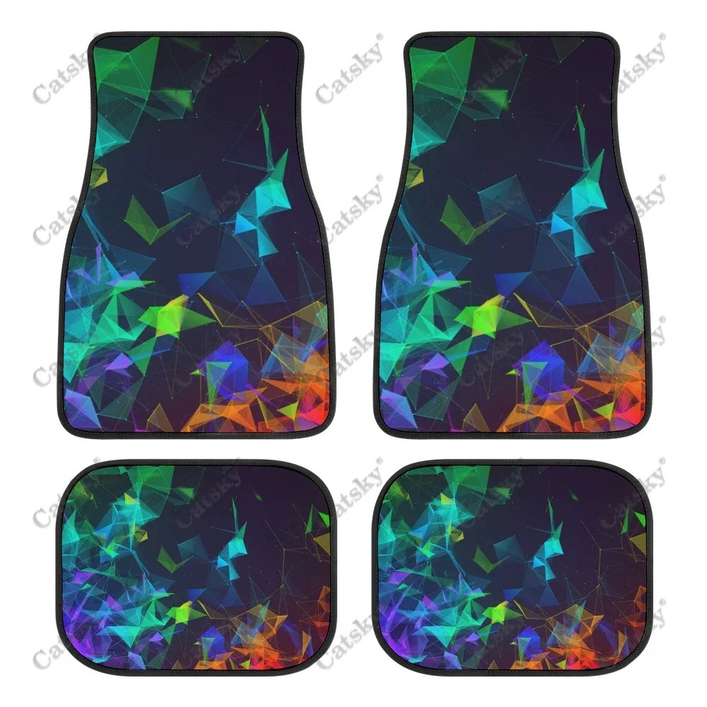 

Разноцветные линии автомобильных ковриков, комплект из 4 предметов, аксессуары для интерьера, грязеотталкивающий передний/задний автомобильный ковер с принтом