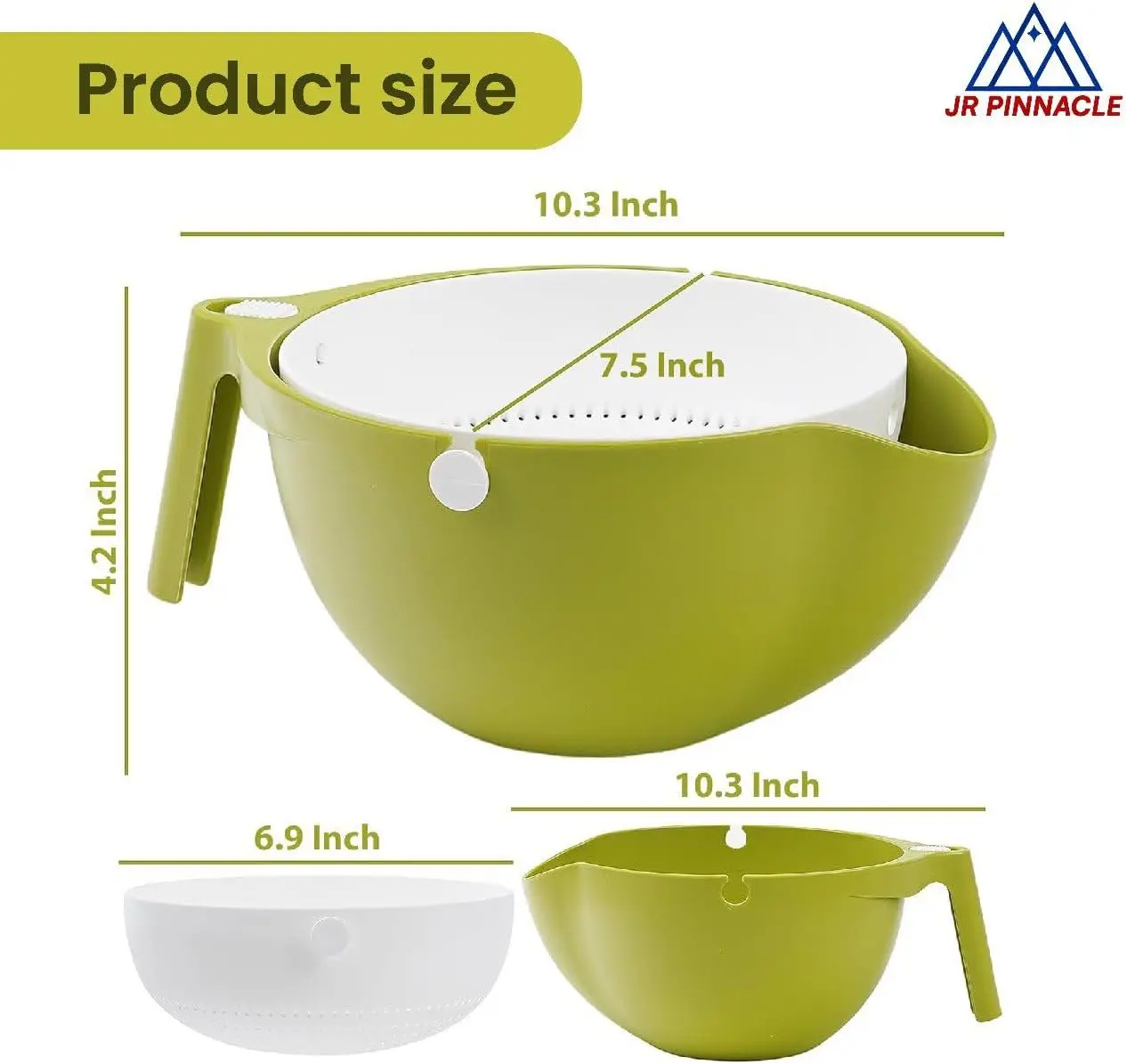 Kitchen Colander Rotating Washing Basket 2 in 1 Strainer Bowl with Handle for Fruit Vegetables Pasta - view 2