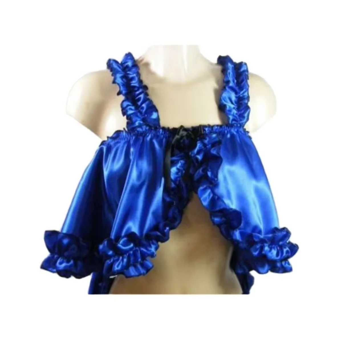 

French Best-selling Daily Attire Blue Suspender Satin Sexy Gothic Sissy Adult Girl Maid Role-playing Clothing Customization