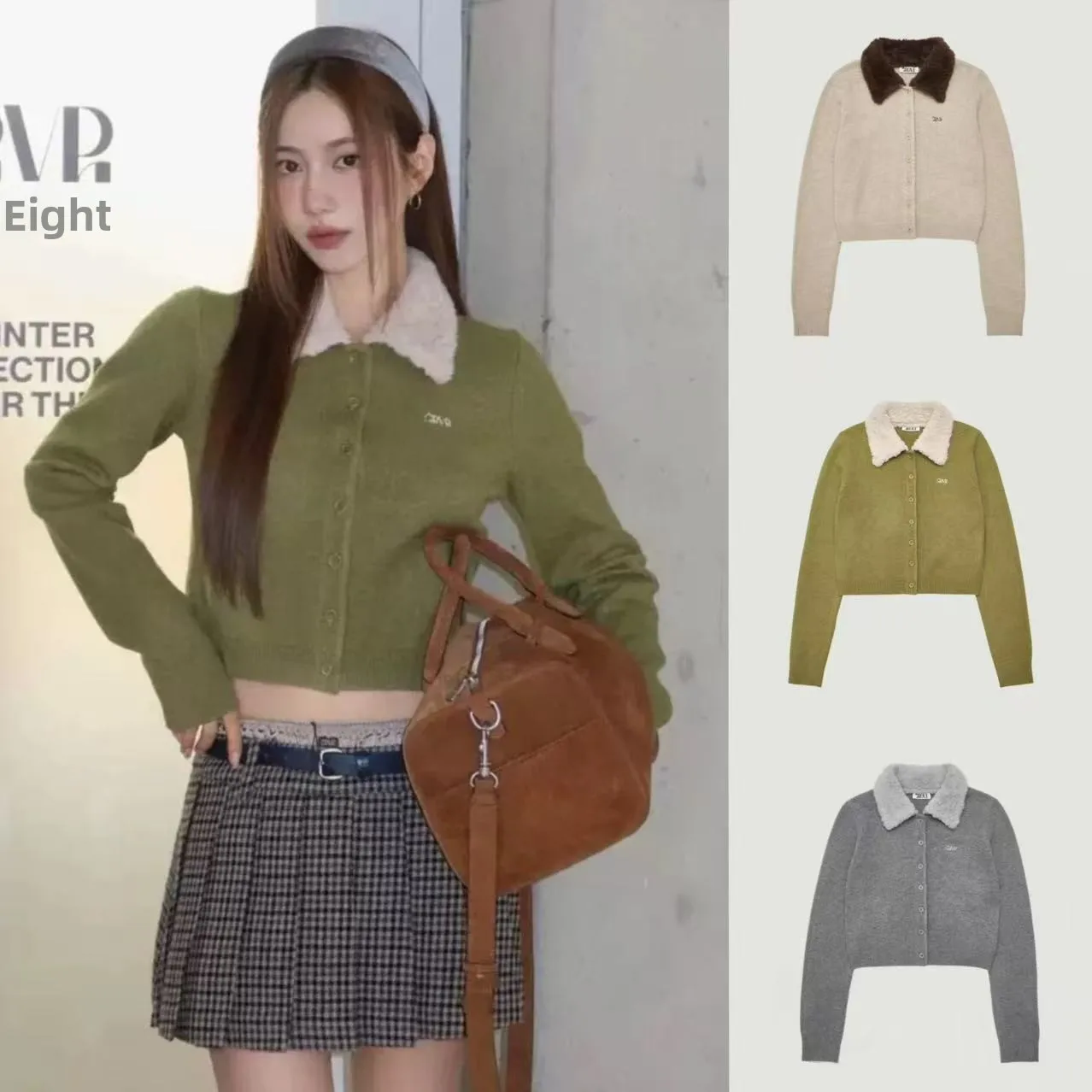 

Корейский вязаный свитер с воротником и одной пуговицей, кардиган, пальто для девочек, зимнее новое поступление, Dongdaemun