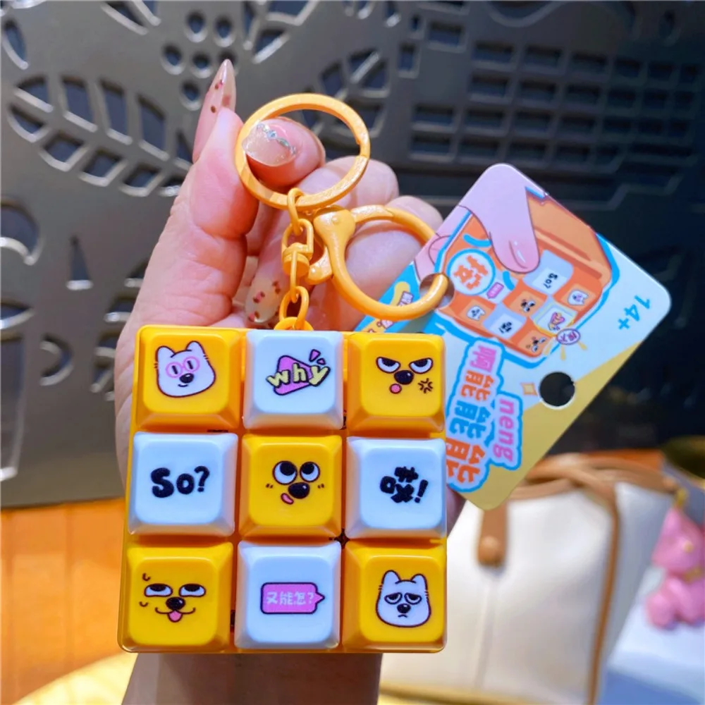 New Nine-square Fidget Keychain DIY Keyboard Cartoon Squeeze Music Keychain Pass The Time Keycap Pinch Toy Car Bag Pendant
