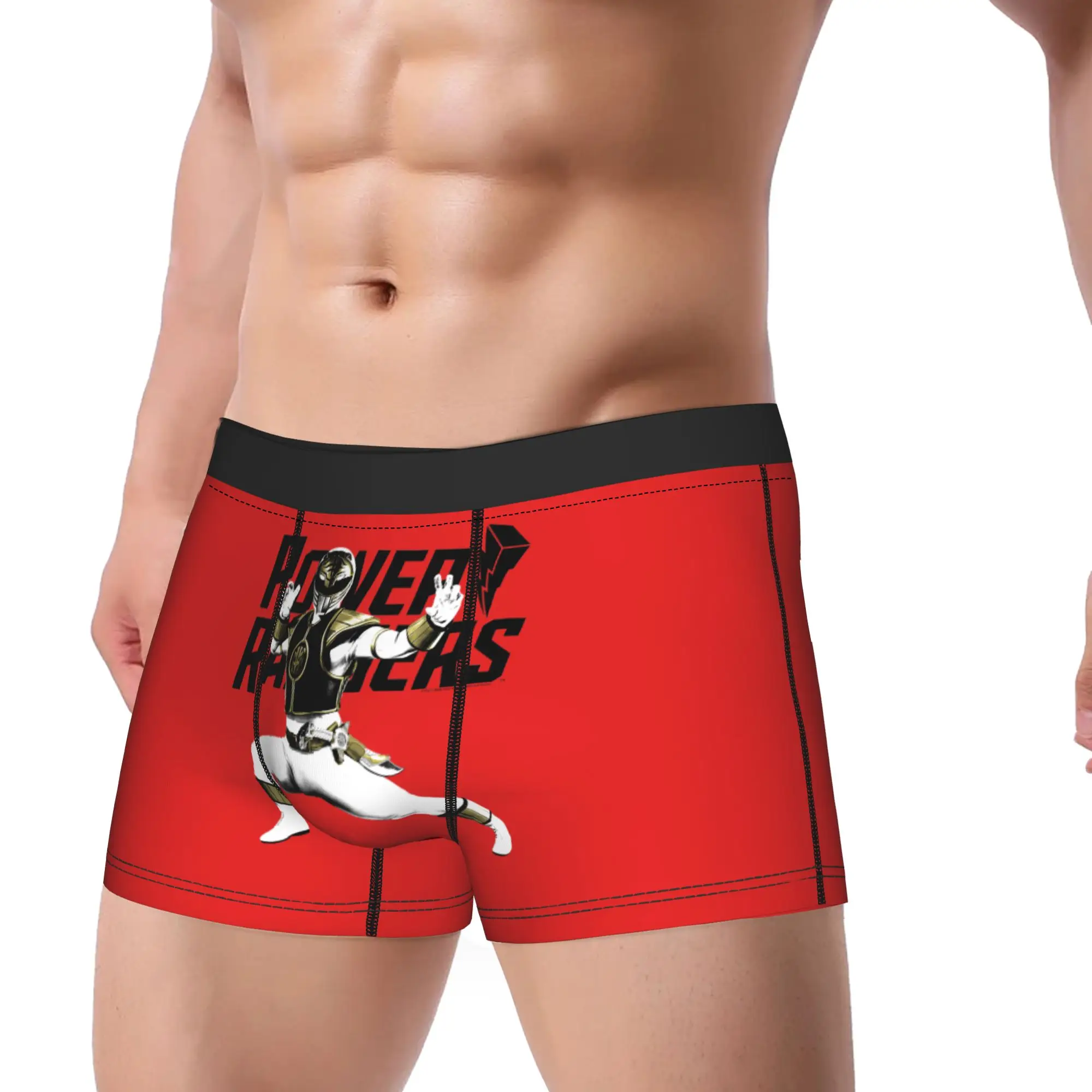 Power Rangers White Ranger Karate Action Pose Logo boxers  Underpants Homme Panties Comfortable Shorts Boxer Briefs
