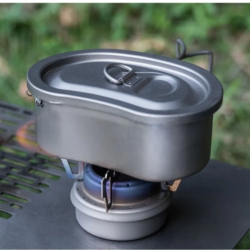 Pure Titanium Mini Alcohol Stove Portable Liquid Solid Dual‑Fuel Burner For Outdoor Camping Hiking Backpacking Cooking Equipment