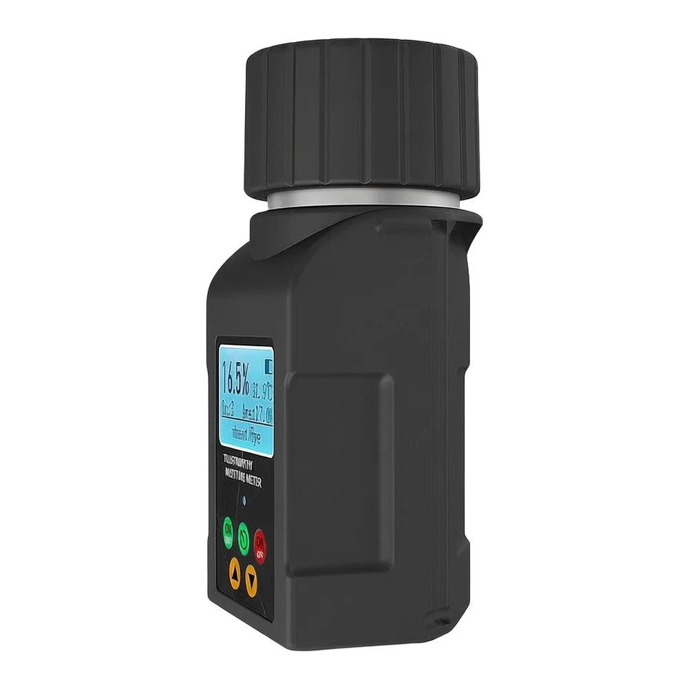 Moisture Meter for Commissariat Grains Including Coffee Beans Featuring Auto-Temp Compensation and Backlit Display