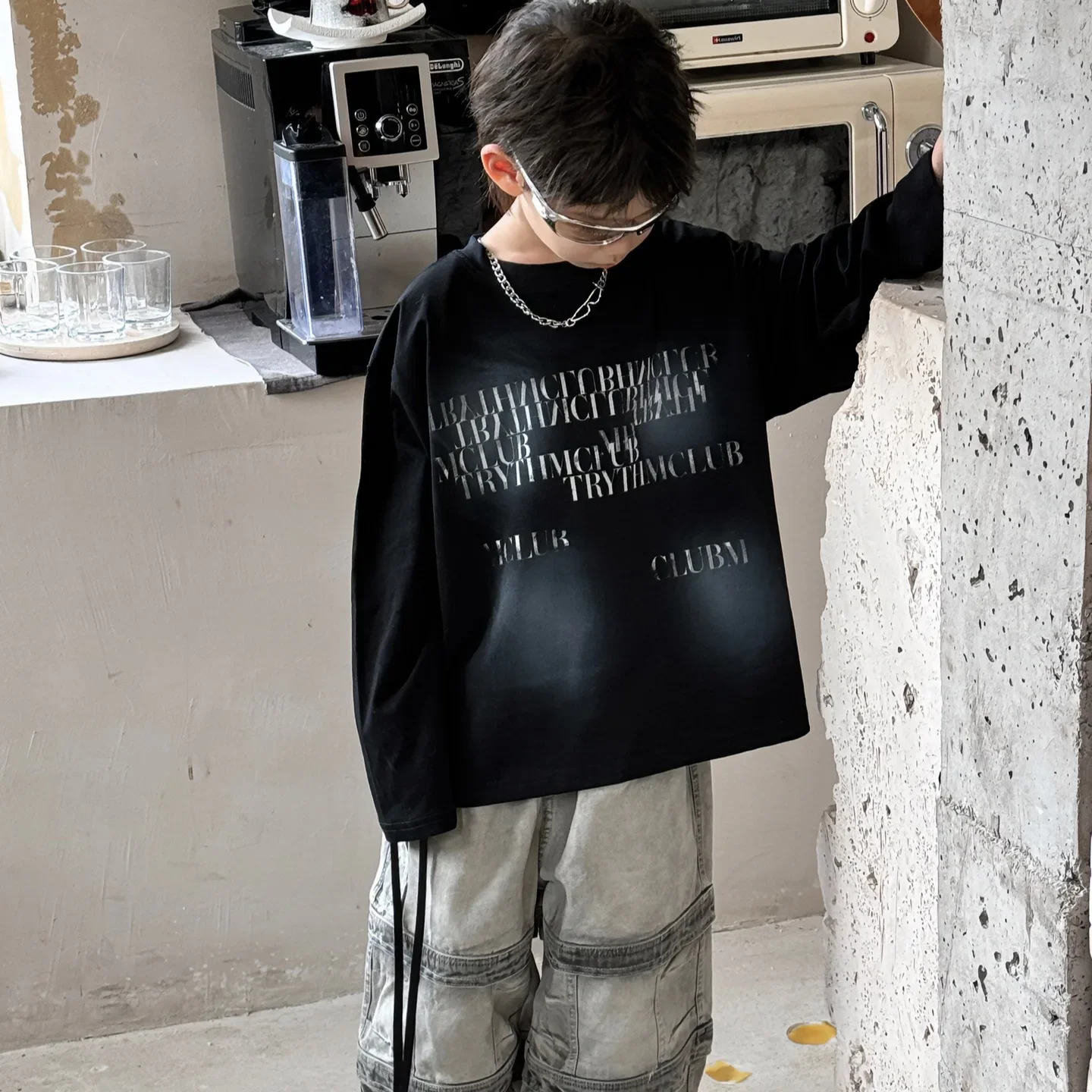 2024 Autumn New Korean Version Boys Fashion Design Sense Vintage Color Blocked Jeans Kids Pants Boutique Clothing