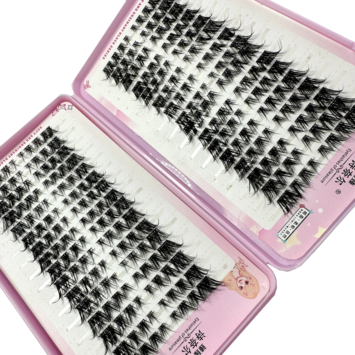 3D DIY Fake Eyelashes 32Rows Slanted Flying Fox Eyelash Natural Makeup Eyelash Set With Eye-Catching Long and Thick Eyelashes