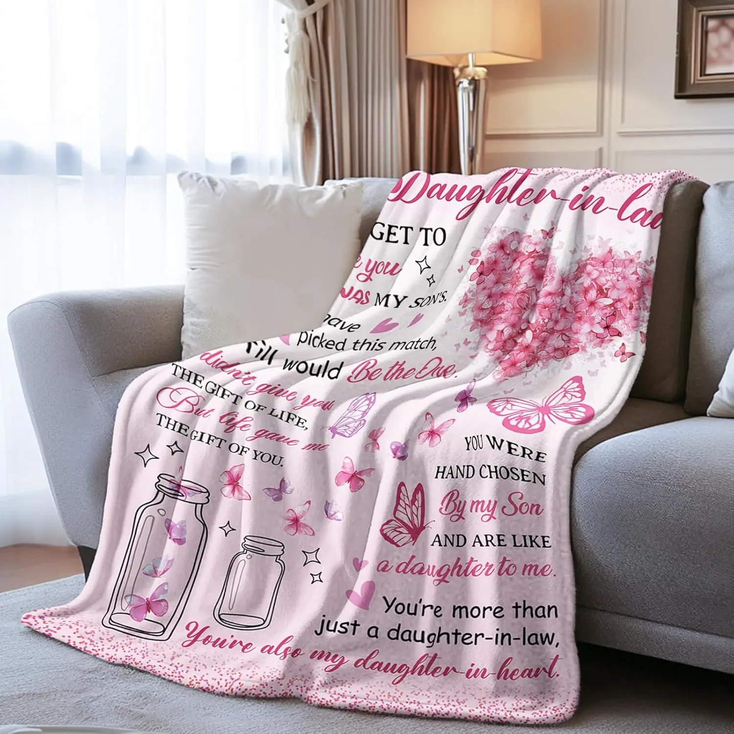 Daughter in Law Blanket from Mom, Mothers Day Blanket Gifts for Daughter, to My Daughters for Women, Future Daughters Gift, Birt