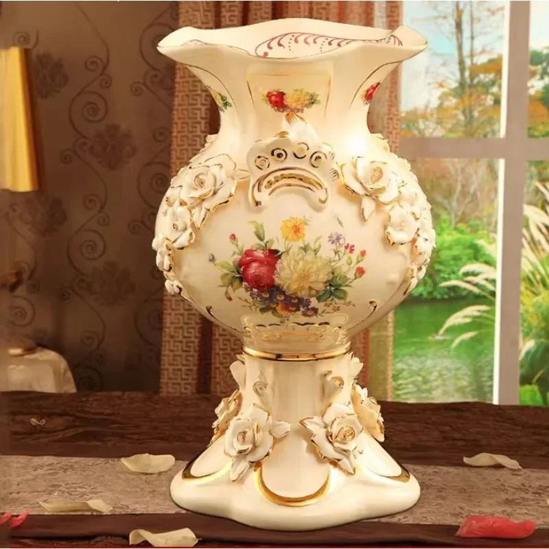 European-style vase porcelain decoration high-end Nordic creative light luxury simple flower decoration