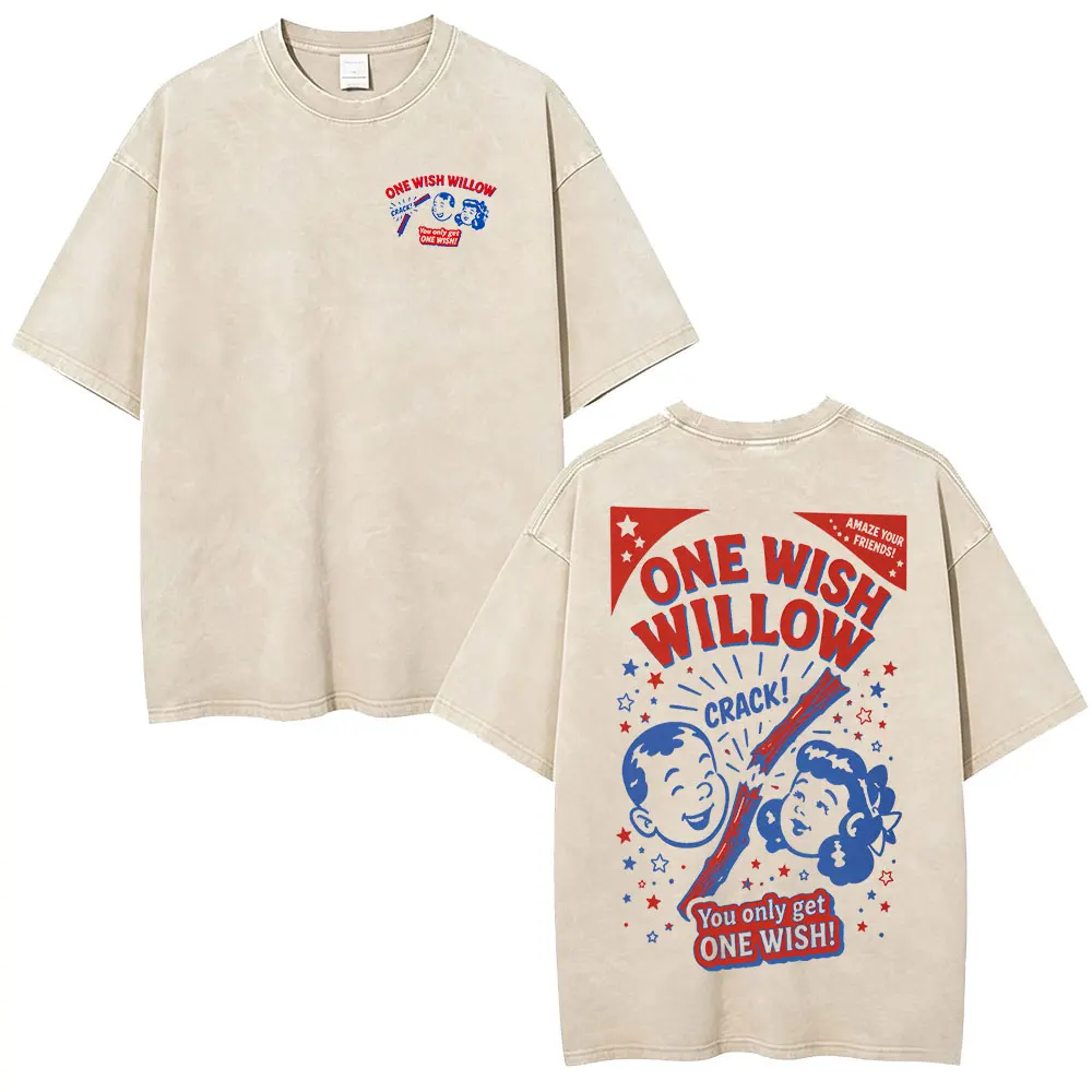 Horror Movie Obsession One Wish Willow Vintage Washed T Shirts Men Women Clothing Gothic Oversized Cotton Short Sleeve T-shirts
