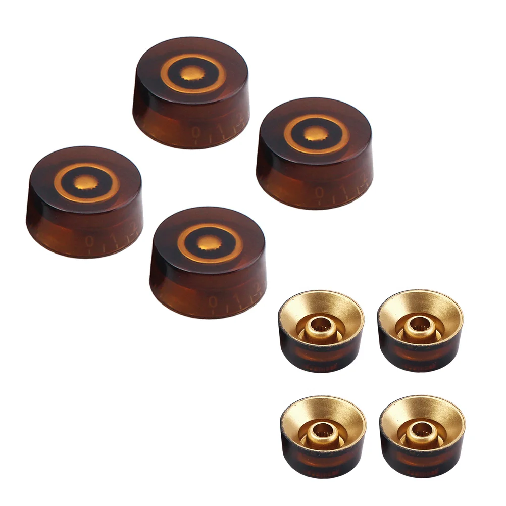 

4 PCS/ Set Round Guitar Knobs Volume Tone Control Knobs Rotary Knobs for Style Electric Guitar Parts Replacement (Tea Color)