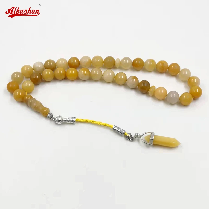 Tasbih gemstone Natural Quartzite Jade Muslim prayer beads gfit misbaha Man 33 beads bracelet islamic Rosary turkish accessories