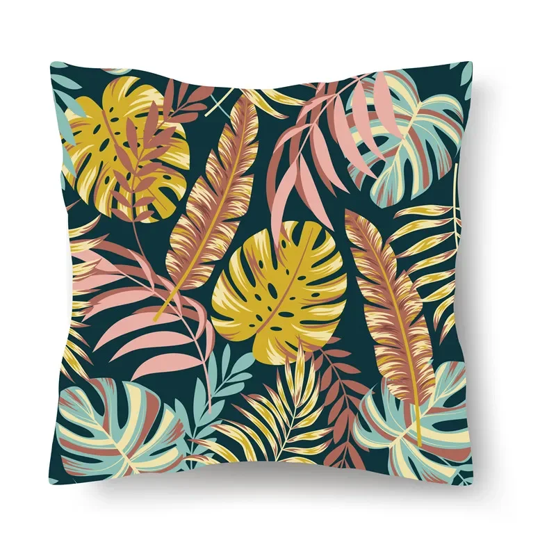 Tropical Plant Pillowcase Short Plush Customizable Polyester Peach Leather Lathe