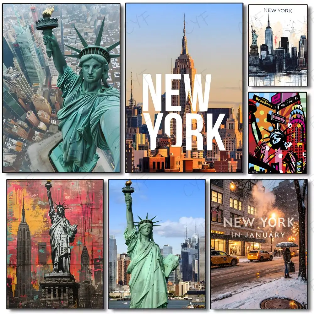 Pôster cosmopolita da cidade de Nova York, pintura de parede, arte mural para sala de estar, decoração de casa e presentes