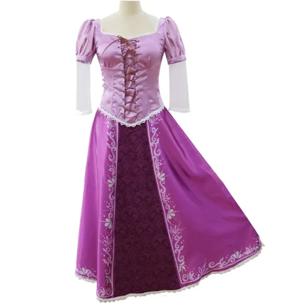 Child Adult Rapunzel Princess Dress Girl Purple Patchwork Tie String Long Skirt Birthday Party Ball Dress Halloween Magic Outfit