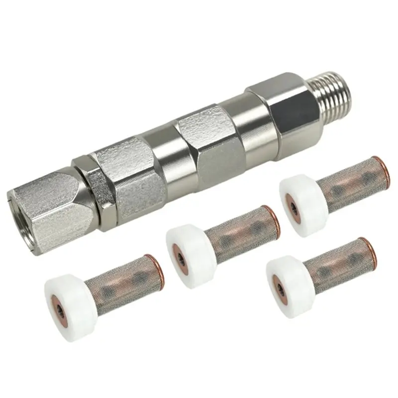 

MAKE-Airless Paint Sprayer Joint 1/4-Inch 360° Rotate Stainless Steel Spray Gun Swivel Joint Connector With 4 Built-In Filter