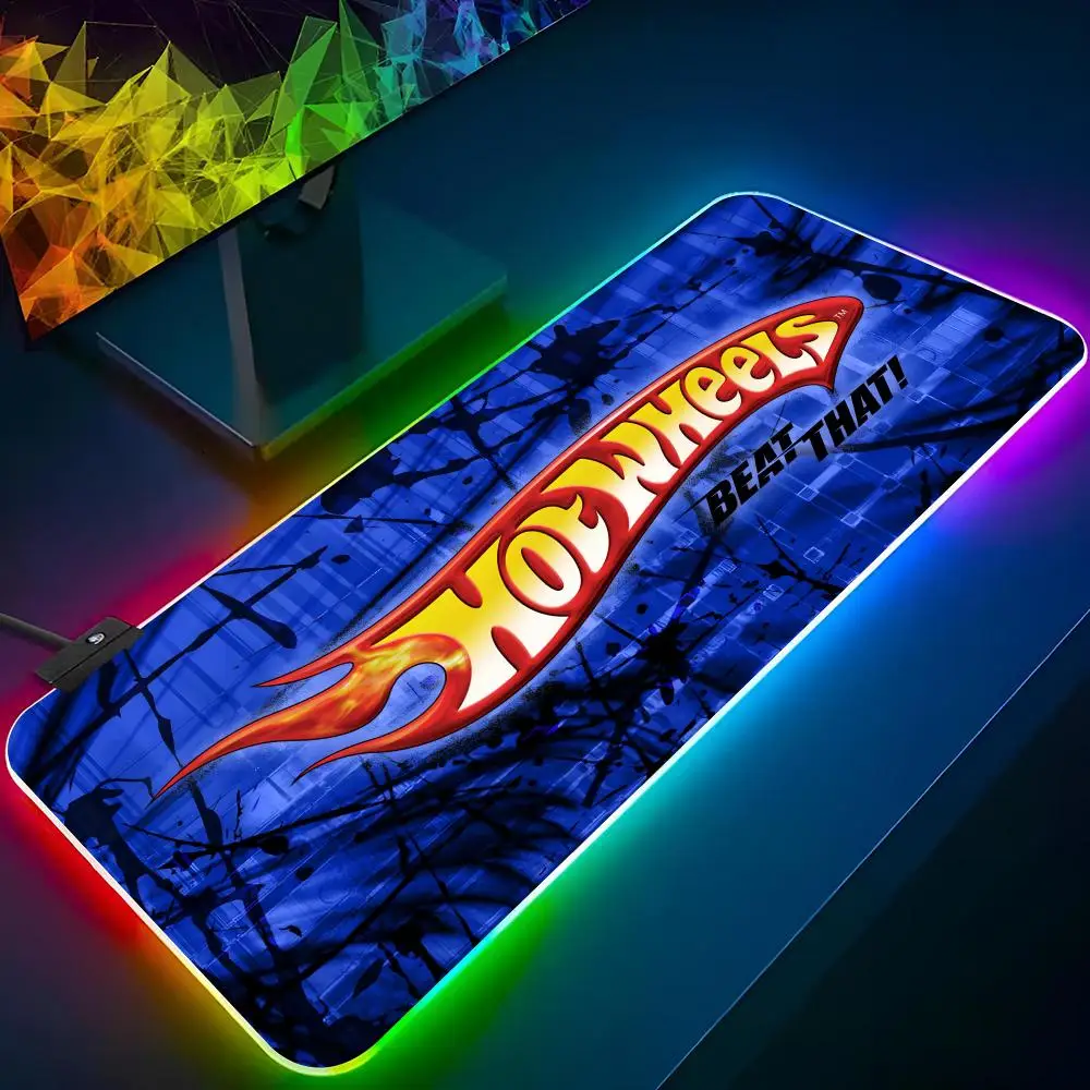 Imagem -05 - Hot Wheels-rgb Car Mouse Pad Esteira do Portátil Teclado Retroiluminado Gamer Girl Table Música Deskpad Xxl