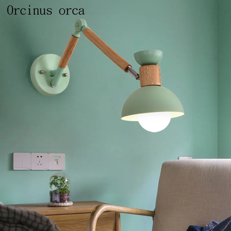 Nordic modern color candy  wall lamp living room hallway  bedside lamp creative personality scalable wall lamp