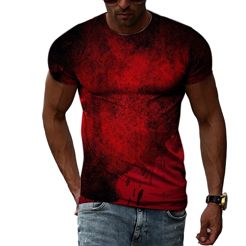 Summer Men\'s Red Vintage Alternative Creative T-Shirt 3d Printed O Collar Short Sleeve Fashion Casual Street Large Size Top