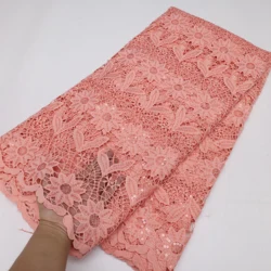 Nigerian Guipure Cord Lace Fabric Milk Silk Lace Fabric African Lace Fabric 2024 High Quality New Dress for Women Wedding Party