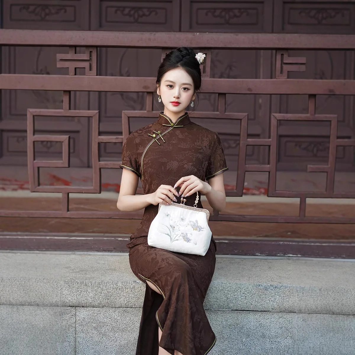 セクシーな黒のチャイナドレス女性エレガントな袍ルーズ中国の伝統的なドレスジャカードロングイブニングパーティー Vestidos ビッグサイズ 3Xl 4X