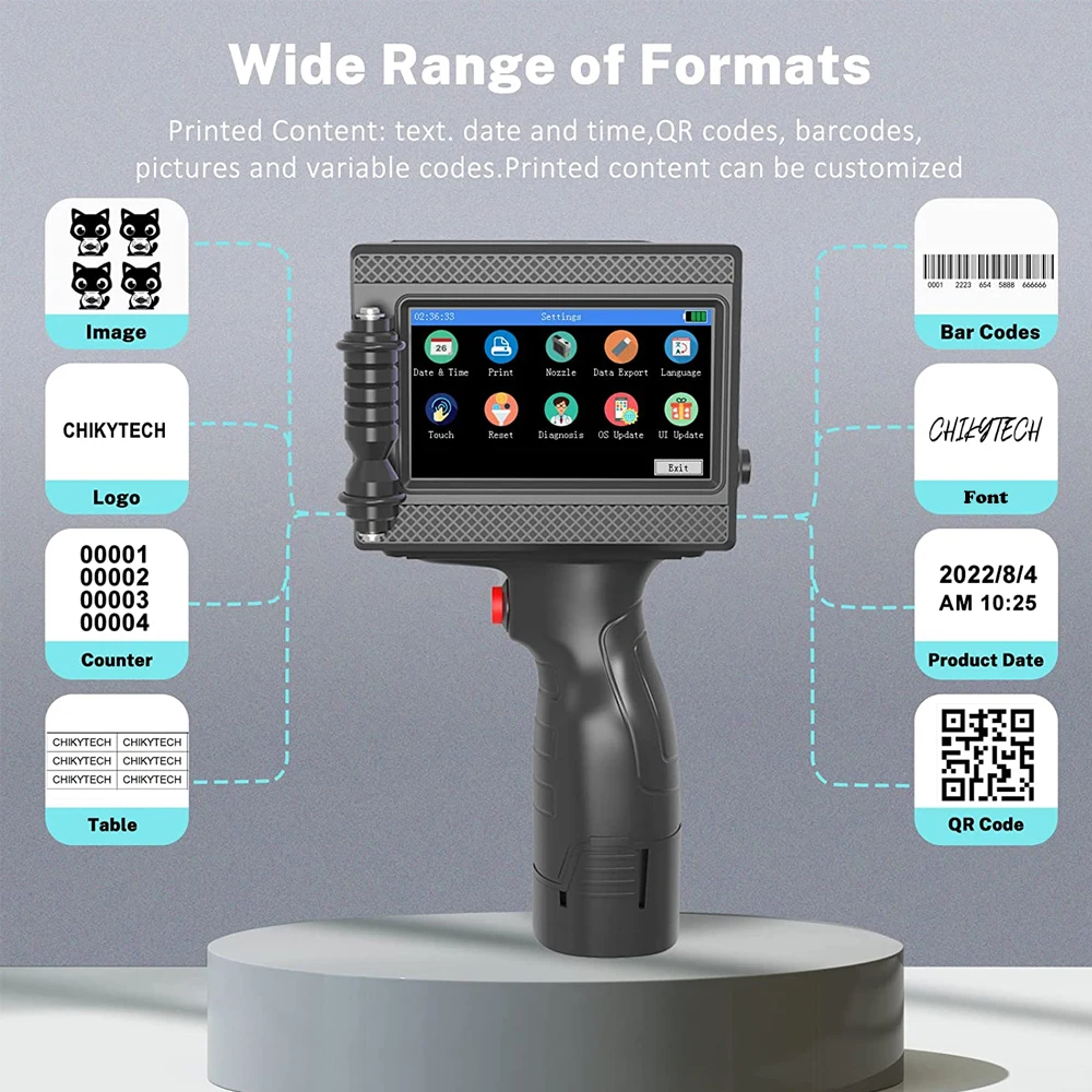 Imagem -05 - Smart Handheld Inkjet Printer Fast Dry Printer Térmica Tij Data de Validade Codificação qr Code Logotipo Não Criptografado 28 Idioma 127 Milímetros