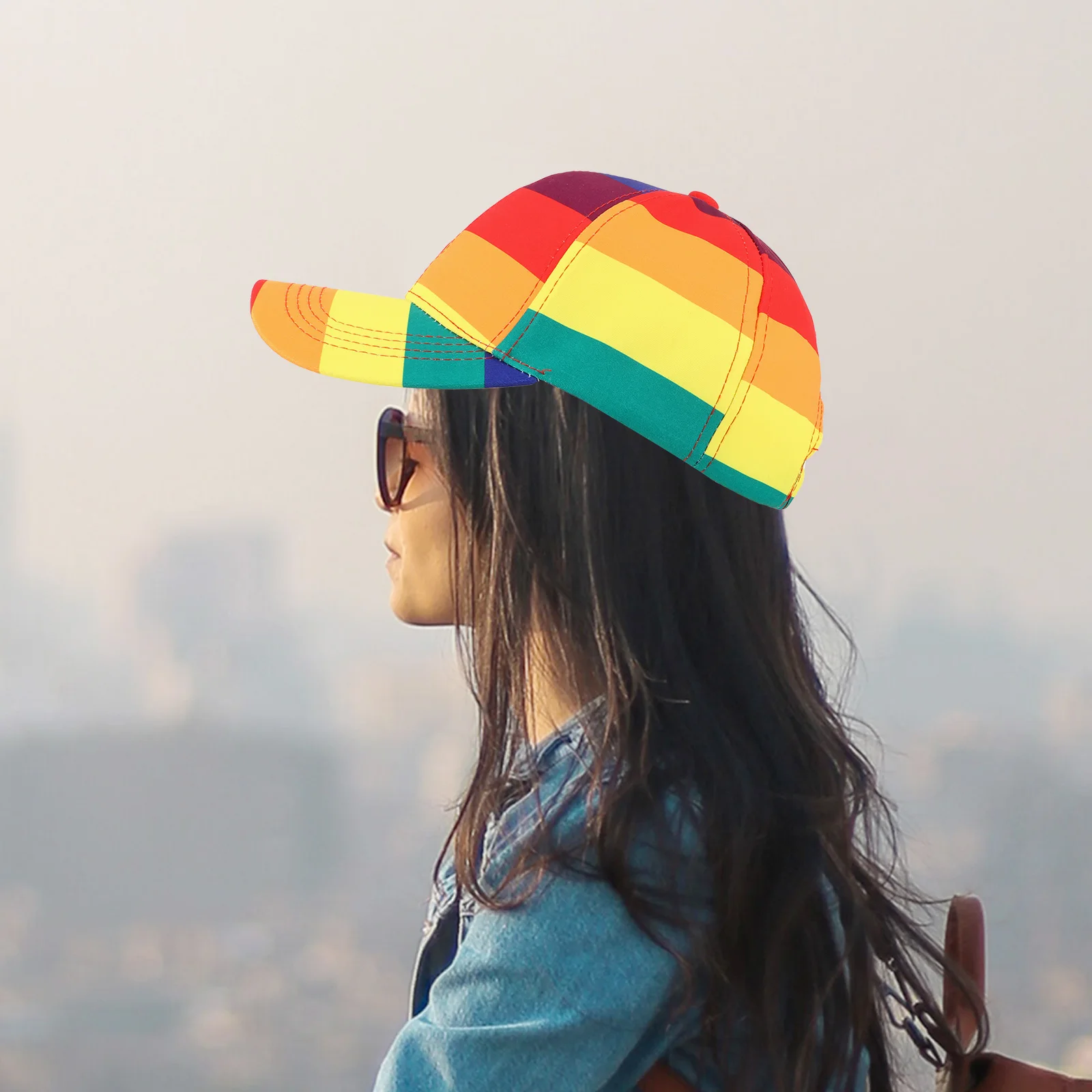 

Rainbow Baseball Cap Sun Hat Peaked Cap for Men Women Adjustable Size Cotton Material UV Protection Fashion Style