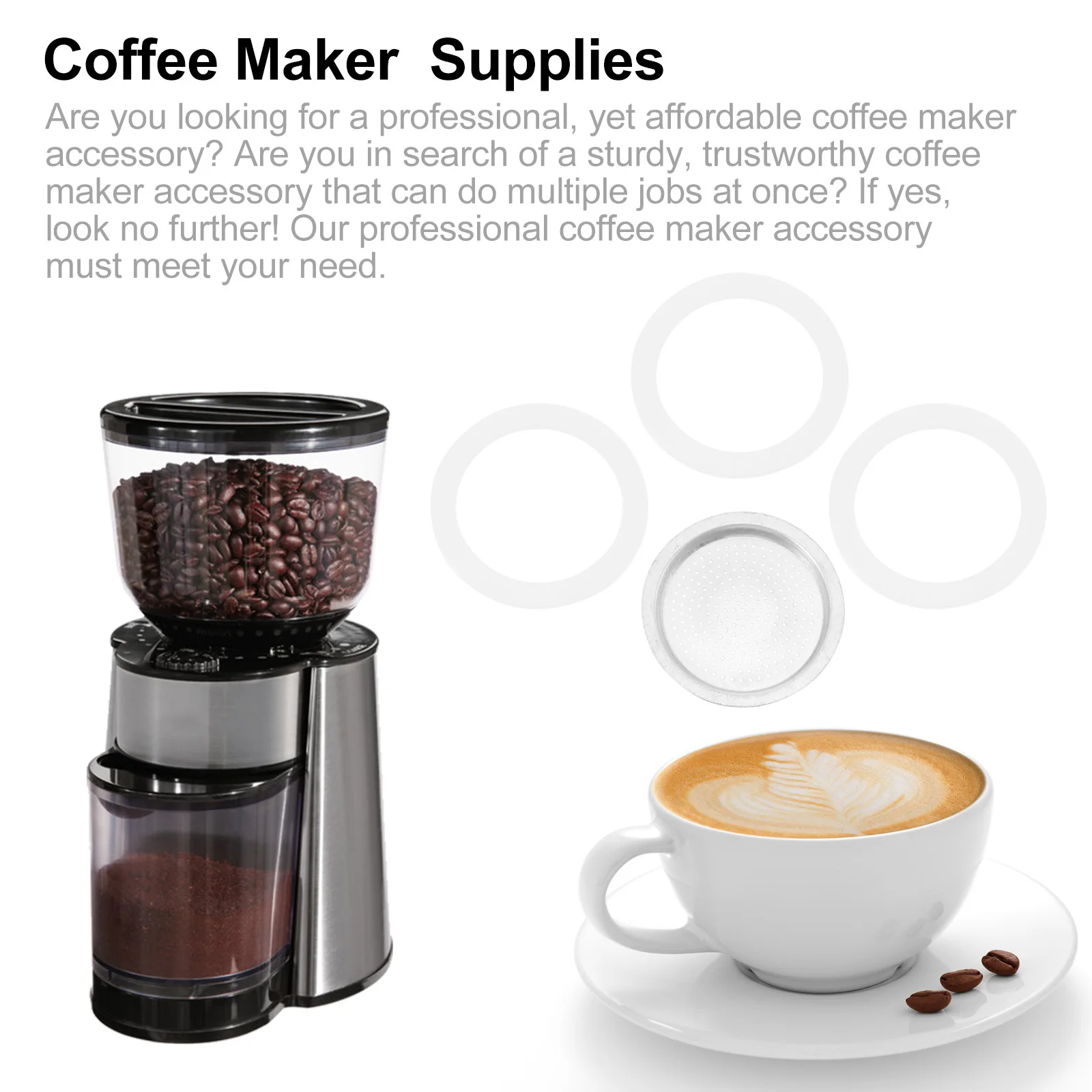 

Набор аксессуаров премиум-класса для кофеварки из 8 предметов с силиконовыми уплотнениями и металлическим фильтром для кастрюль мокко, долговечный, легко чистится