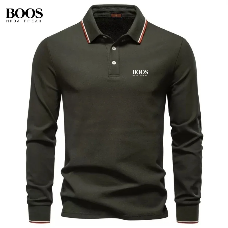Spring and Autumn High Quality Long Sleeve Collar Polo Shirt New Men's Fashion Casual Versatile T-shirt Top
