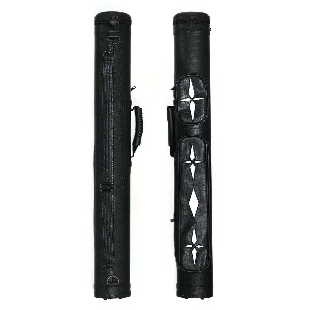 

New Design Black Color PU Leather Billiards 2x2 4 Holes Hard Pool Cue Billiard Pool Stick Carrying Case Billiard Box Bag