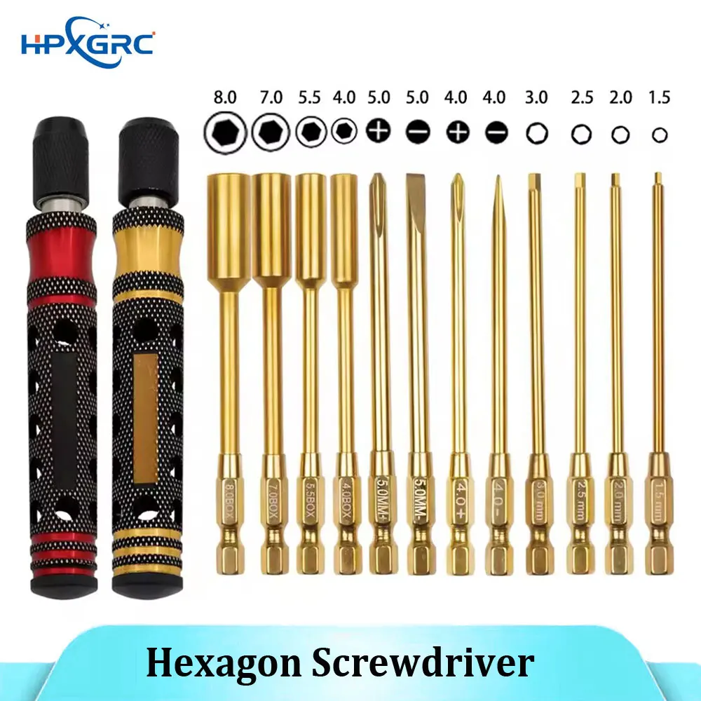 ไขควงหกเหลี่ยม 1.5 2.0 2.5 3.0 มม. แบบเปลี่ยนหัวเร็ว ประแจหกเหลี่ยมสำหรับรถบังคับวิทยุ รถครอว์เลอร์ SCX10 เรือจำลอง