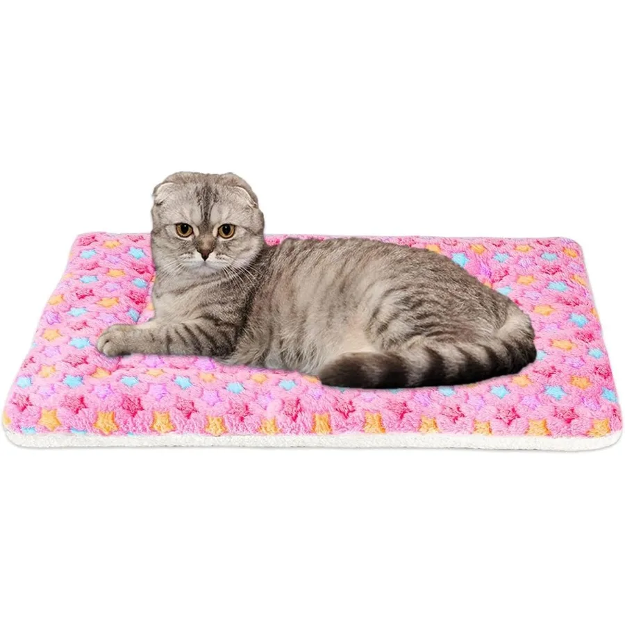 

Cat Bed Dog Crate Pad Ultra Soft Pet Bed with Cute Star Print Washable Crate Mat for Small Dogs and Indoor Cats Reversible Flee