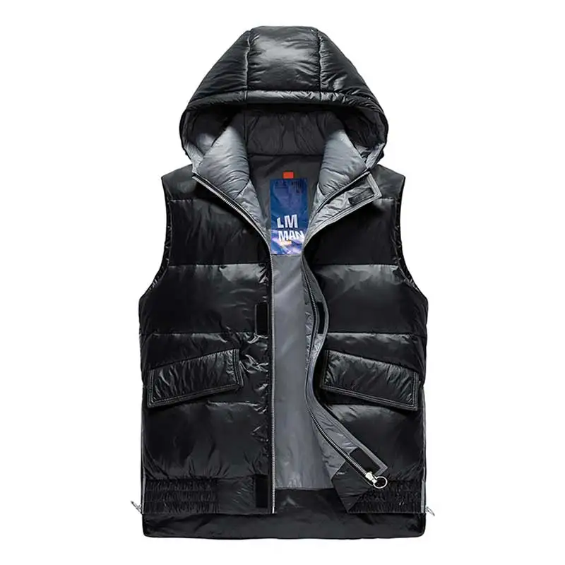 90% Eend Donsjack Heren Herfst Winter Heren Pluche Dik Warm Donzen Vest Heren Winddicht Lichtgewicht Donsjack Heren Capuchon