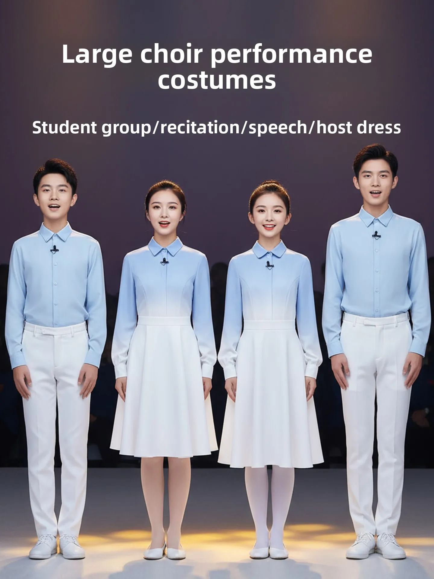 

Adult Chorus Performance Outfit Blue Nationatic Red Song Speech Cetition Ceremony Clothing High School Student Suit