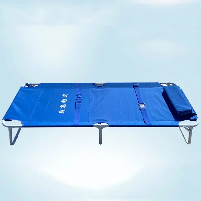 Emergency rescue canvas Sky blue aluminum alloy steel-plastic bed Emergency two-fold bed Civil emergency disaster relief bed Fol