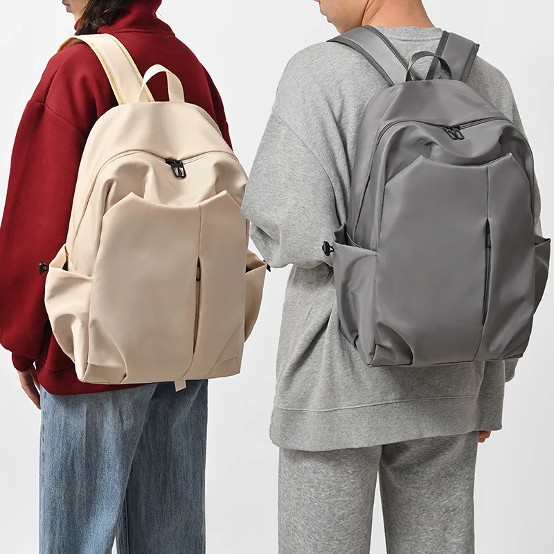 2025 High Quality Large Capacity Nylon Backpack Zipper Solid Color Soft Handle Casual backpack Soft Zipper College Style Handbag