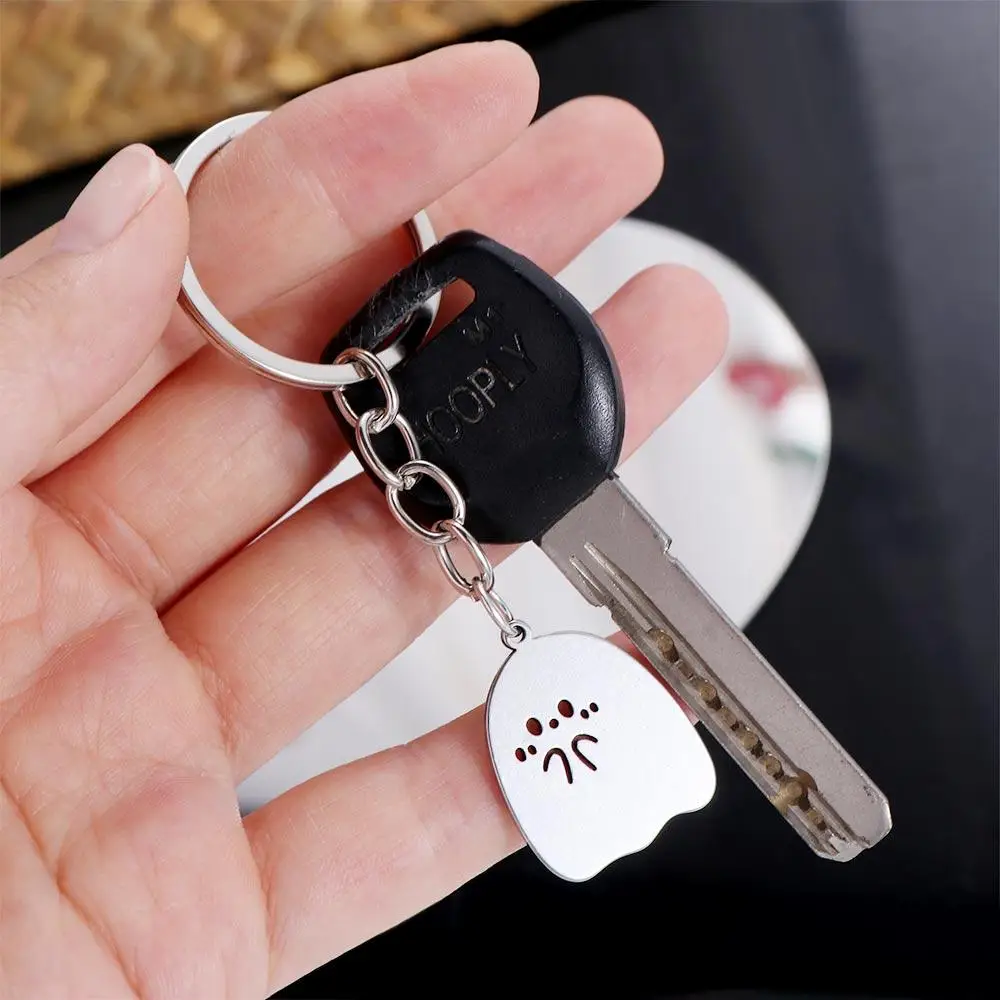 

Jewelry Matching Ghost Key Chains Pendants Cartoon Couple Keyring Cute Silver Lovers Keychain School Bag