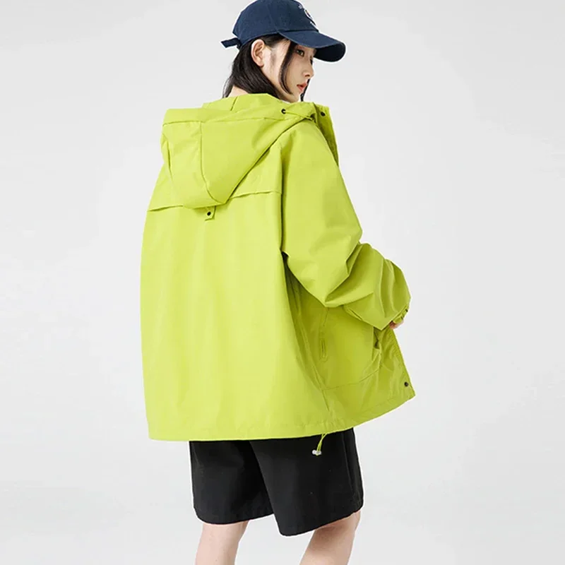 Hooded Waterproof Windbreaker Jackets Women Autumn Cargo Jacket Outdoor Unisex Tactical Coats Windproof Hiking Camping Outerwear