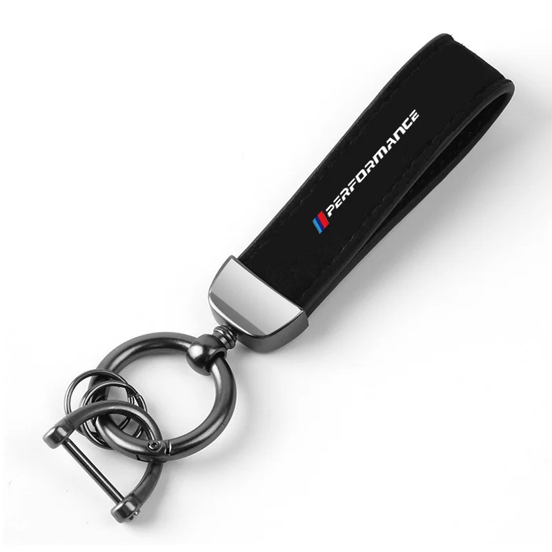 Leather Car Emblem Key Fobs Keyring Key Chain Decoration For Bmw M Performance POWER Badge Auto Interior Modification Accessory