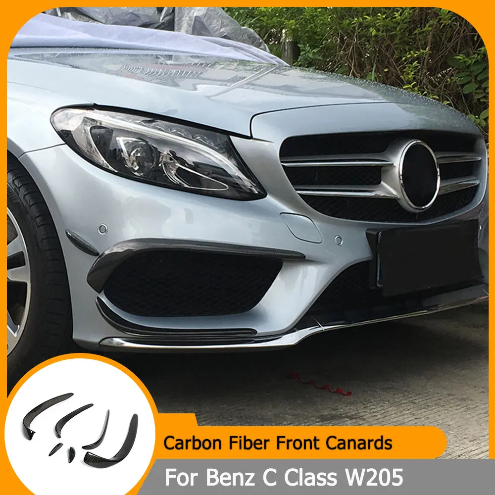 

Carbon Fiber Car Front Bumper Canards For Mercedes-Benz C Class W205 C200 C300 C43 AMG Sport 2015-2018 Front Fins Air Vent Trim