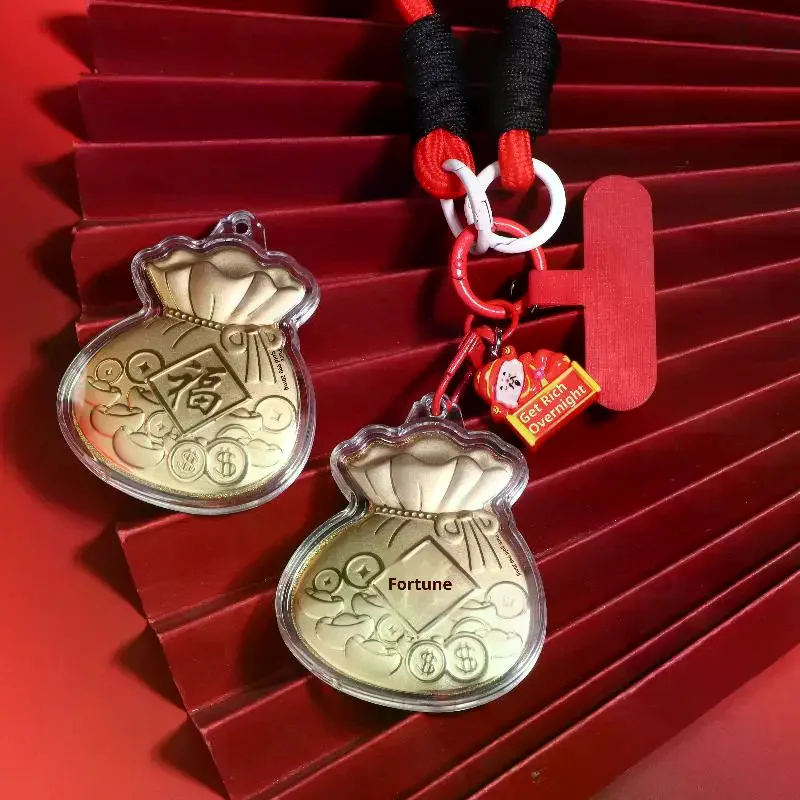 2026 الذهب اللون محظوظ فو حقيبة معلقة المفاتيح على ظهره سحر الديكور السنة الجديدة هدية الهاتف الحبل #1