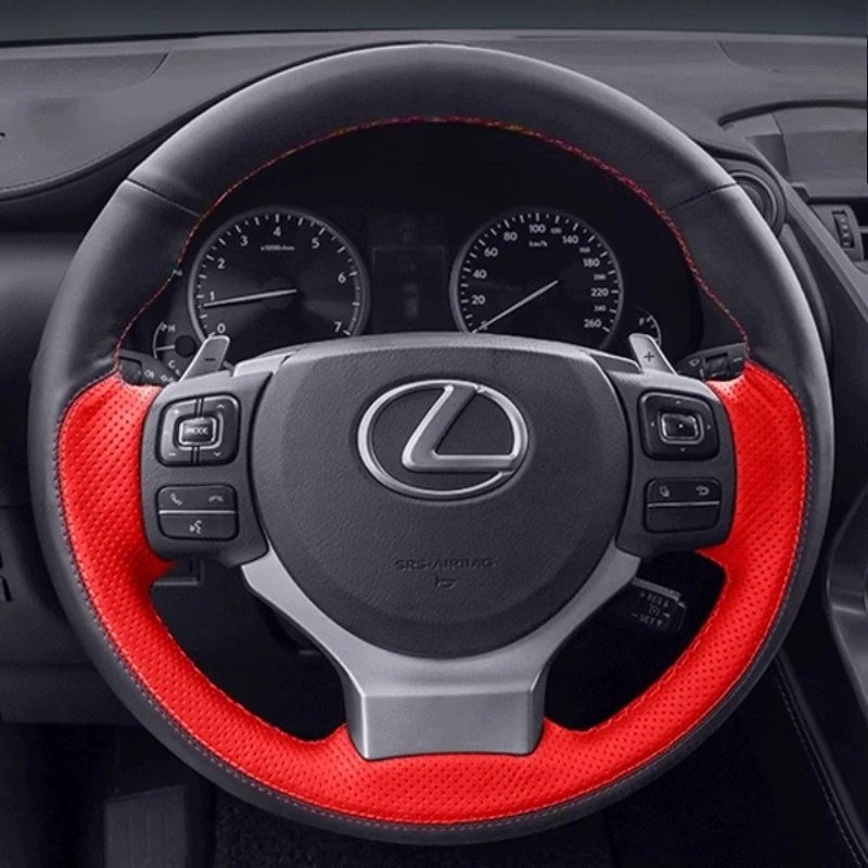 

Для Lexus IS250 2014 2015 IS200t IS300 IS350 IS F-Sport ручная вышивка нескользящий красный черный чехол на руль из натуральной кожи