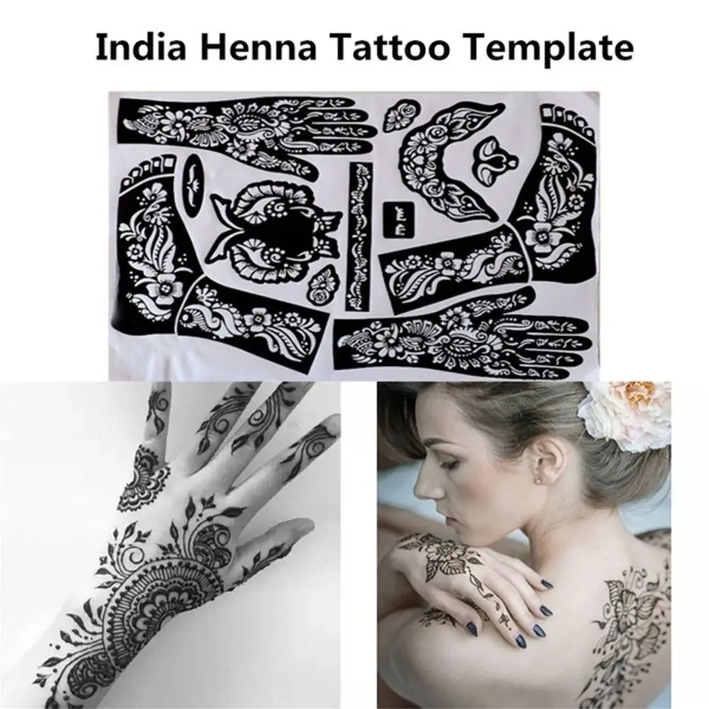 Reusable Unisex Temporary DIY Tools India Henna Template Hand Body Art Stickers Tattoo Stencils