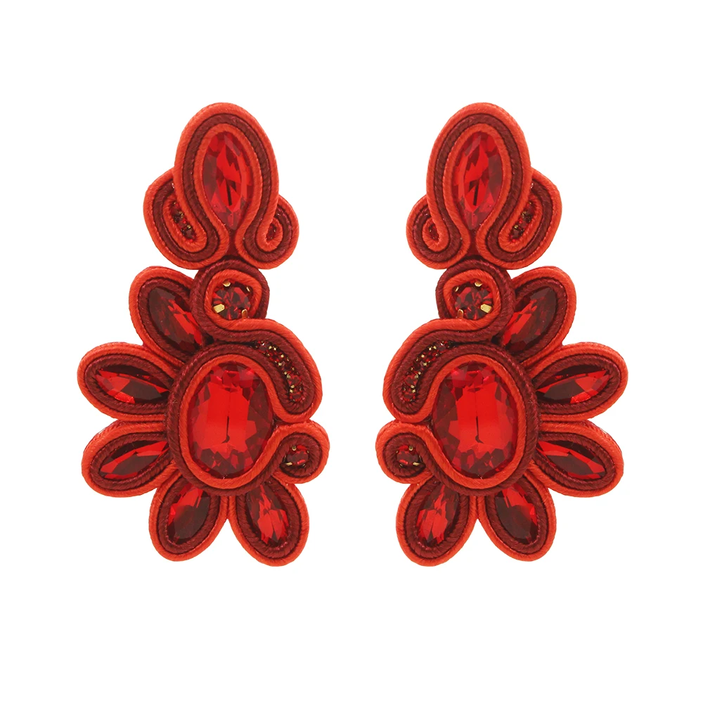 Fashion Soutache earrings for women Handmade Sutasz jewelry Colourful Large Pendant earring Ethnic Bohemia accseeories New trend