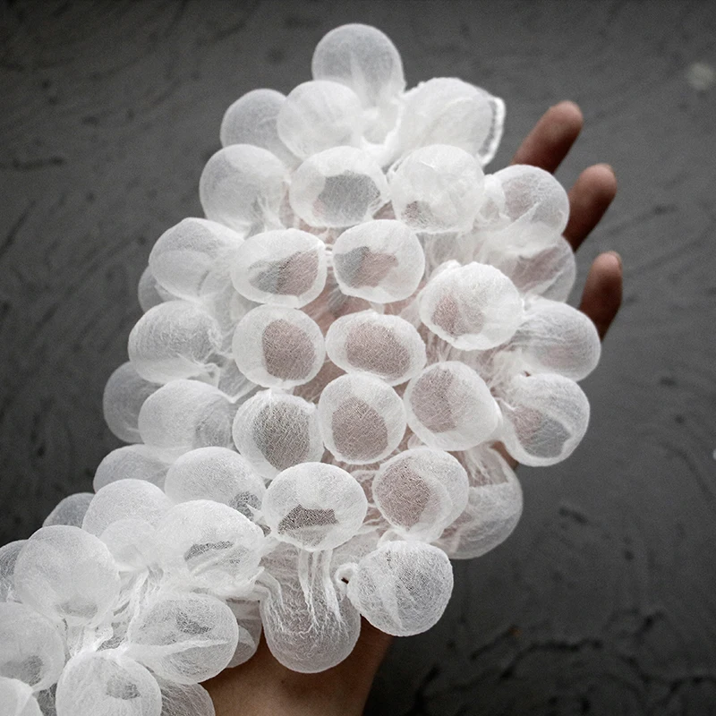 

85x20cm Three-dimensional Foam Fabric Seersucker See-through Heat-setting Fabric Concave Shape Stage Clothing DIY Lace Fabric