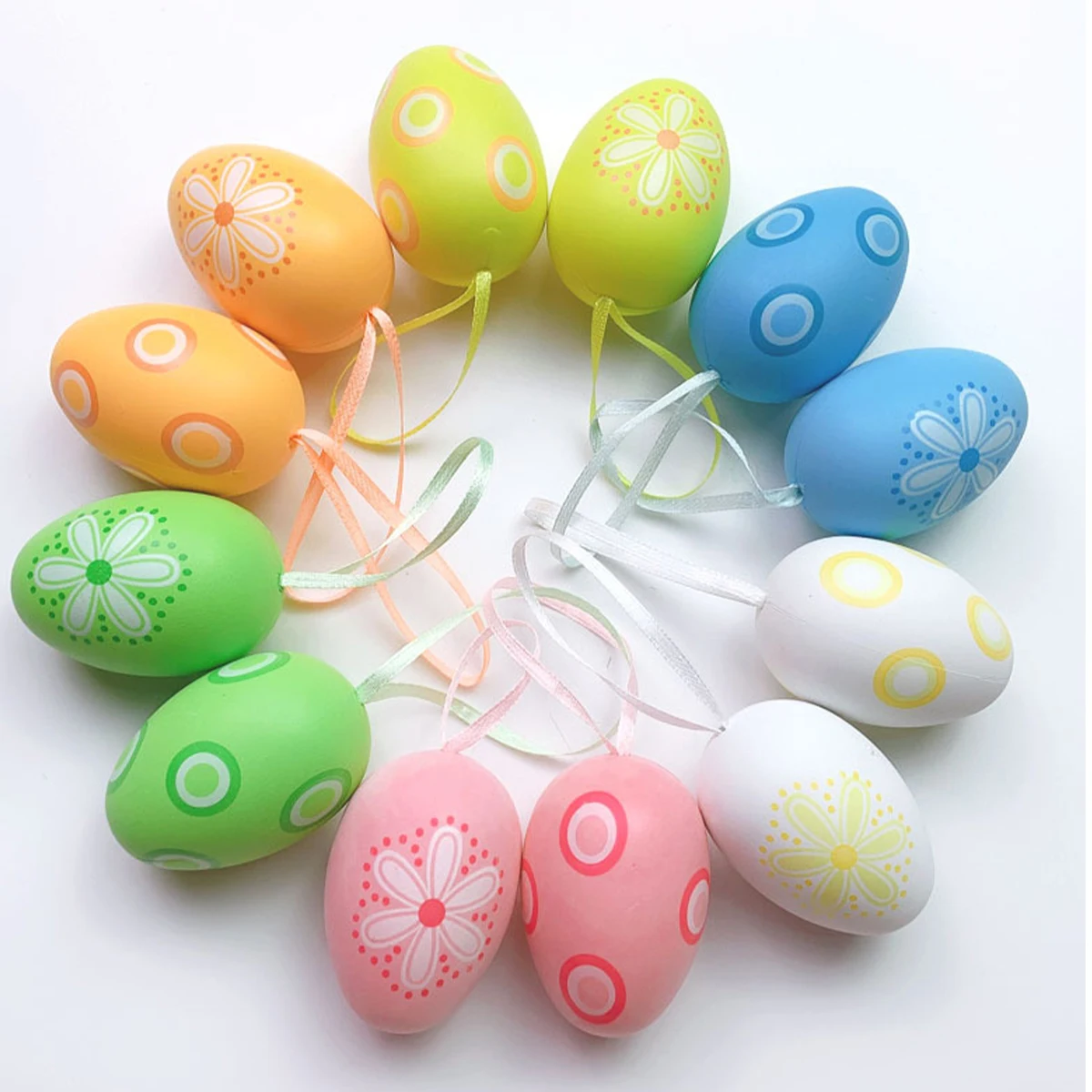 

12 Pcs Easter Egg Ornaments Plastic Hanging Decor Spring Gifts Lightweight Portable Fun Easter Party Decorations