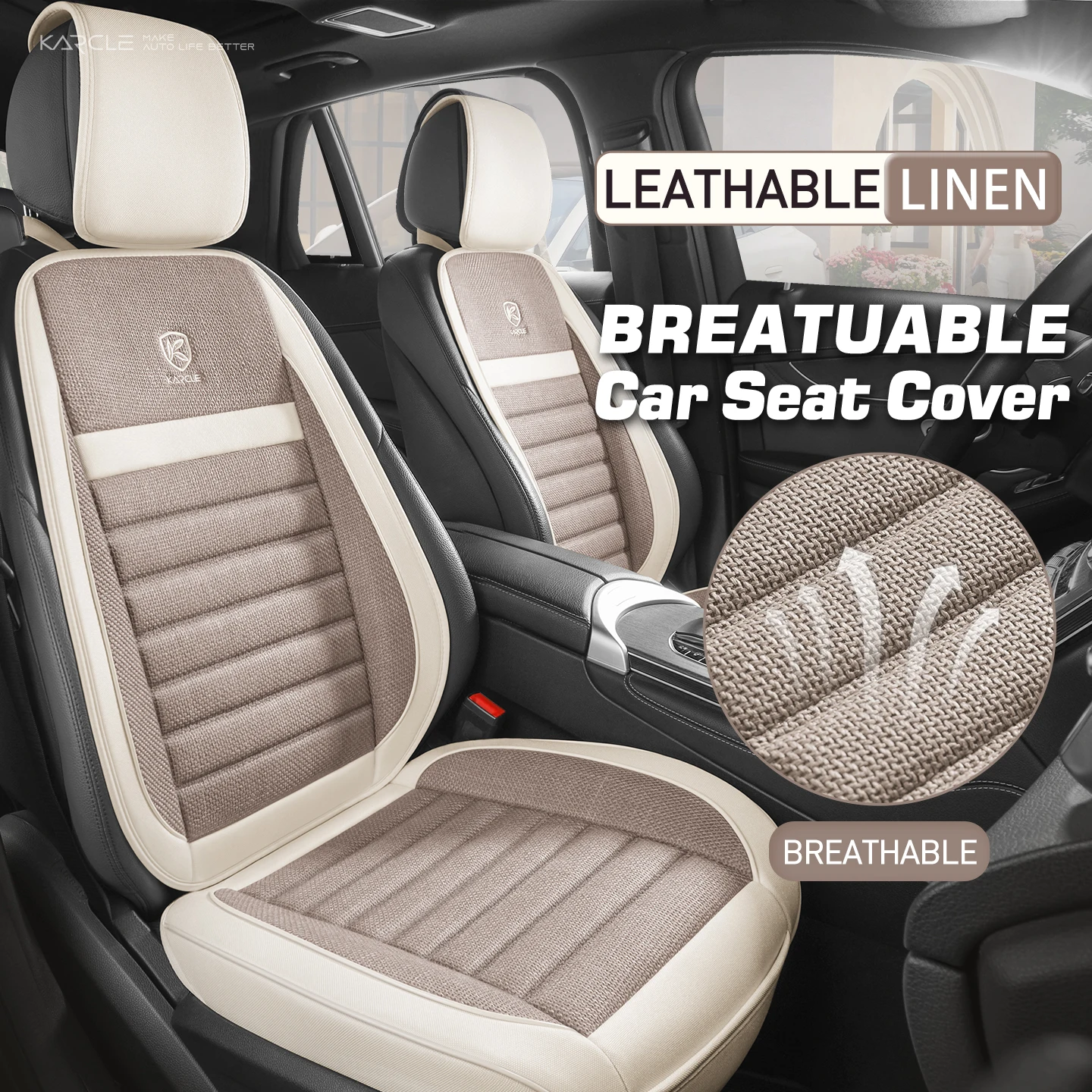 Breathable Linen Car Seat Cover Durable Leather Seat Cover Set Full Surrounded Car Seat Cushion Universal Waterproof  Auto Chair
